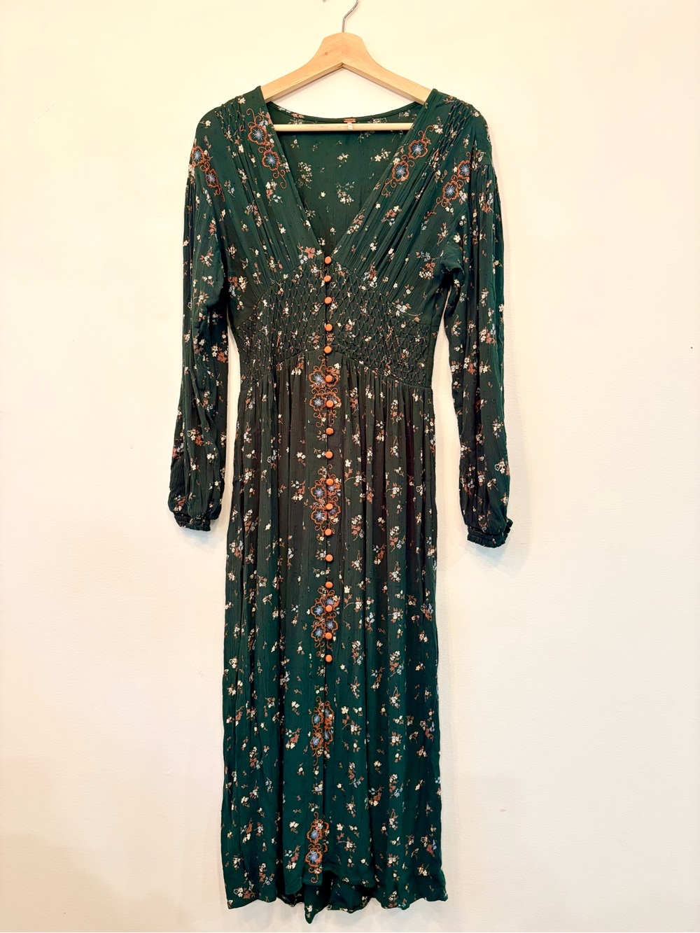 Absolutely Stunning Free People Midi Dress in Forest Green